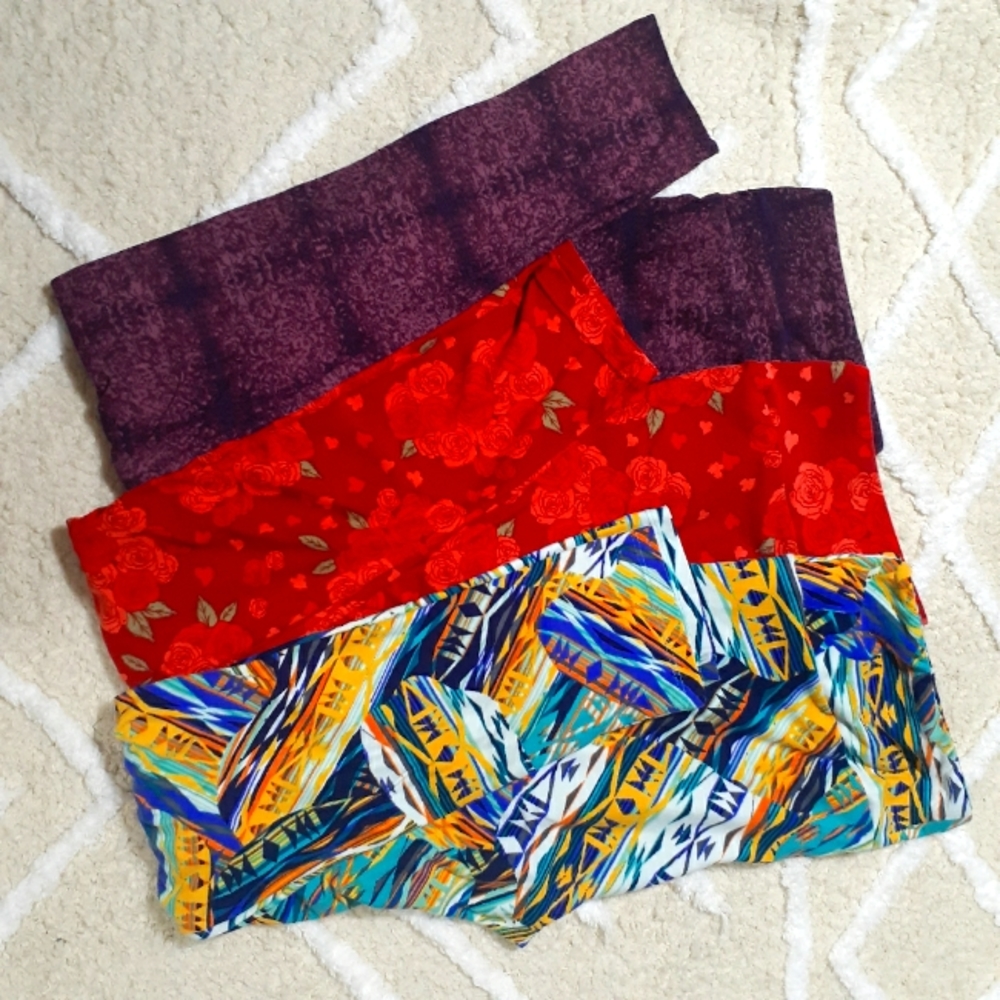 Bundle Of 3 LuLaRoe Tall And Curvy Plus Size Colorful And Vibrant Leggings